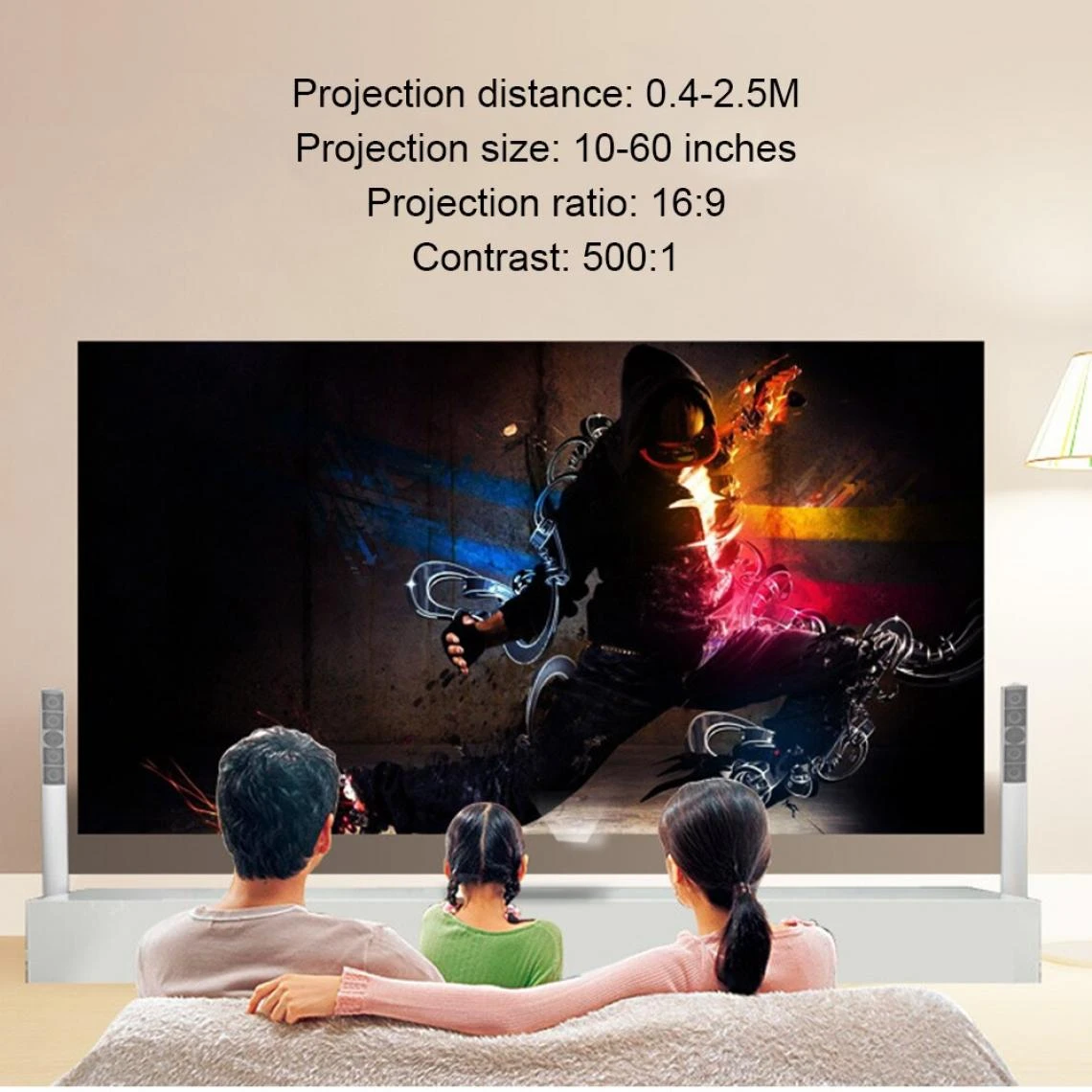 Universal 1080p Home Cinéma Cinéma Vidéo Projecteur LED Mini Projecteur Vidé... – Image 5