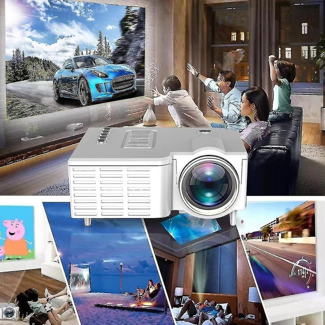 Universal 1080p Home Cinema Movie Video Projecteur LED (White) – Image 3