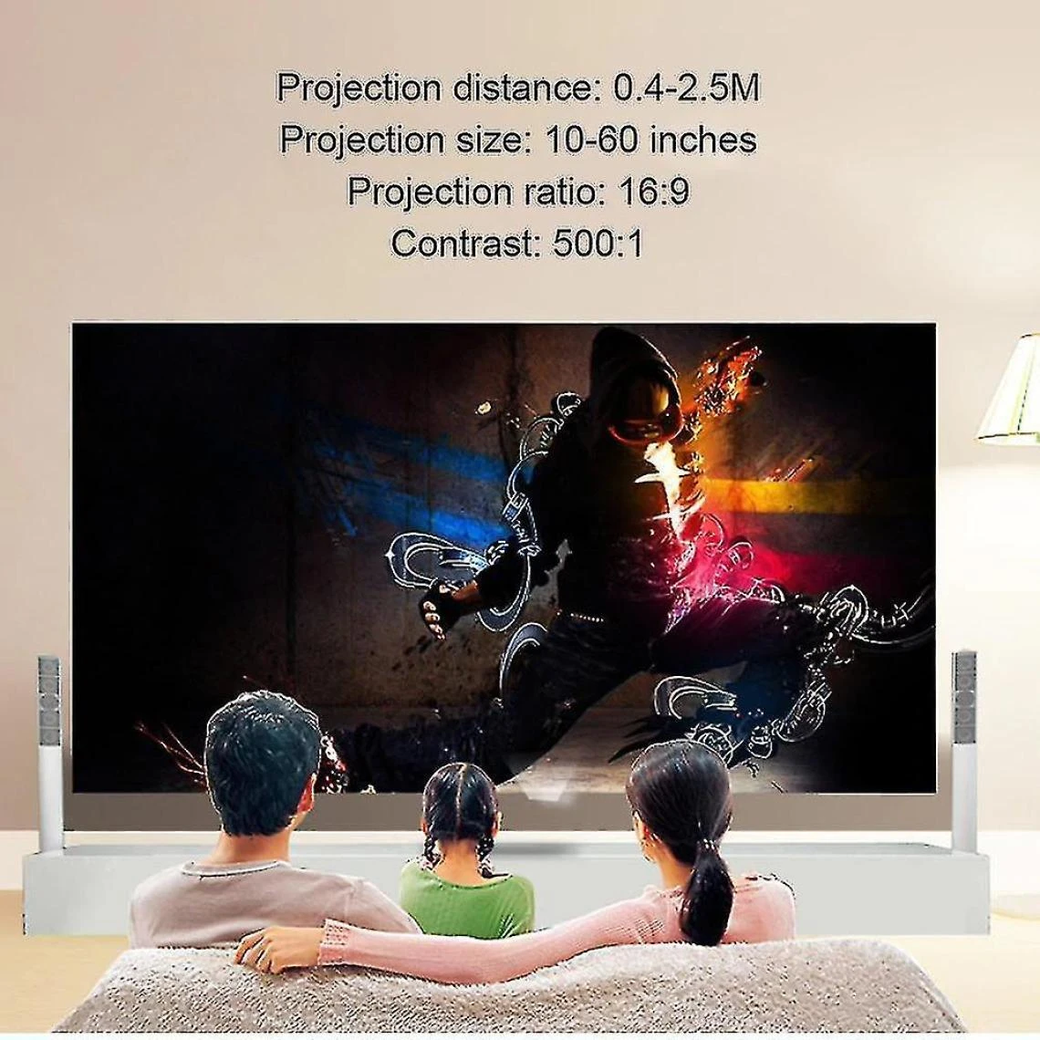 Universal 1080p Home Cinema Movie Video Projecteur LED (White) – Image 4