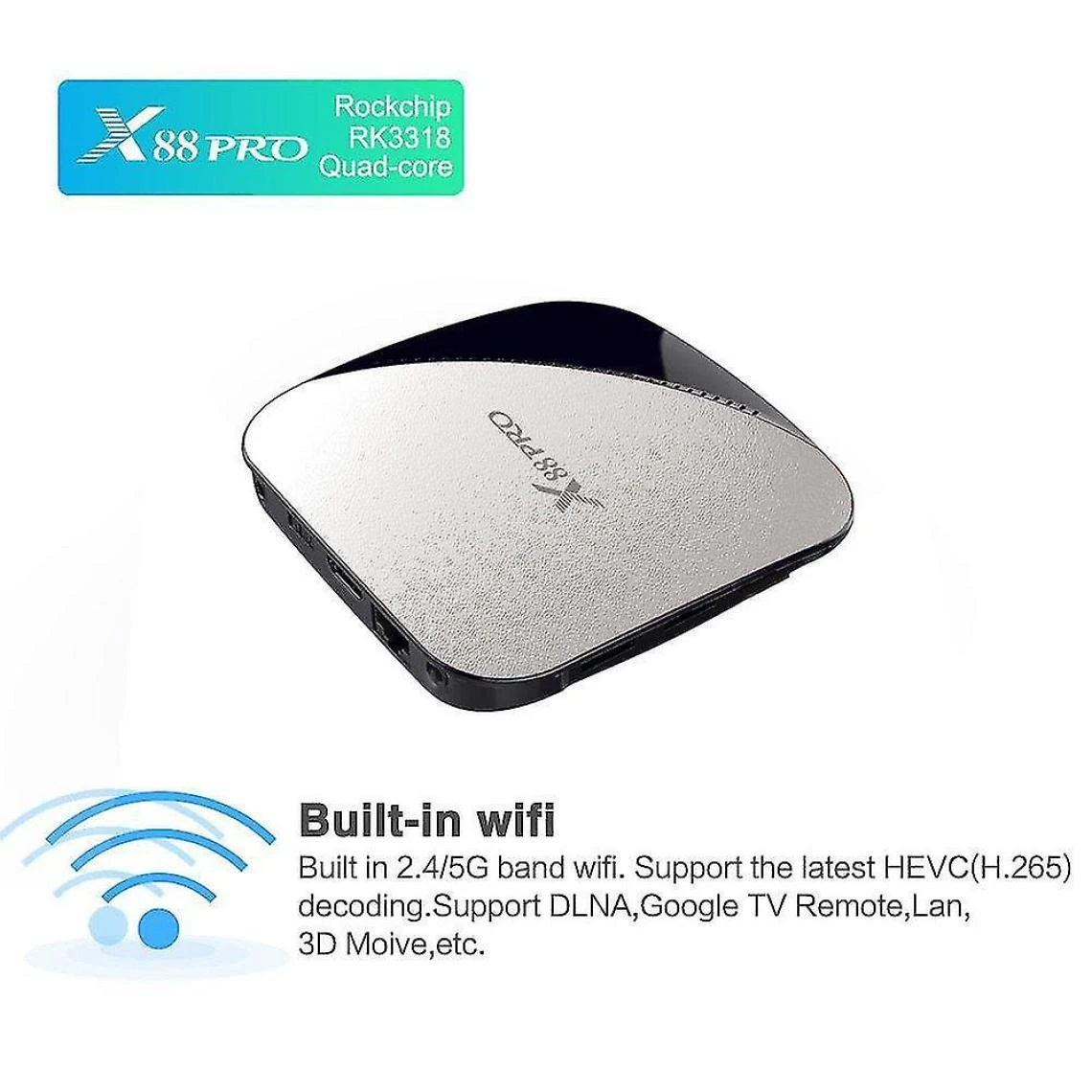 Universal (4G + 64G) Android 9.0, X88 Pro TV Box WiFi + BT – Image 2