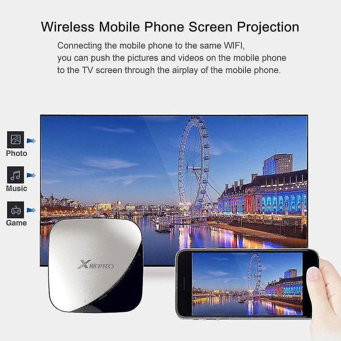 Universal (4G + 64G) Android 9.0, X88 Pro TV Box WiFi + BT – Image 3