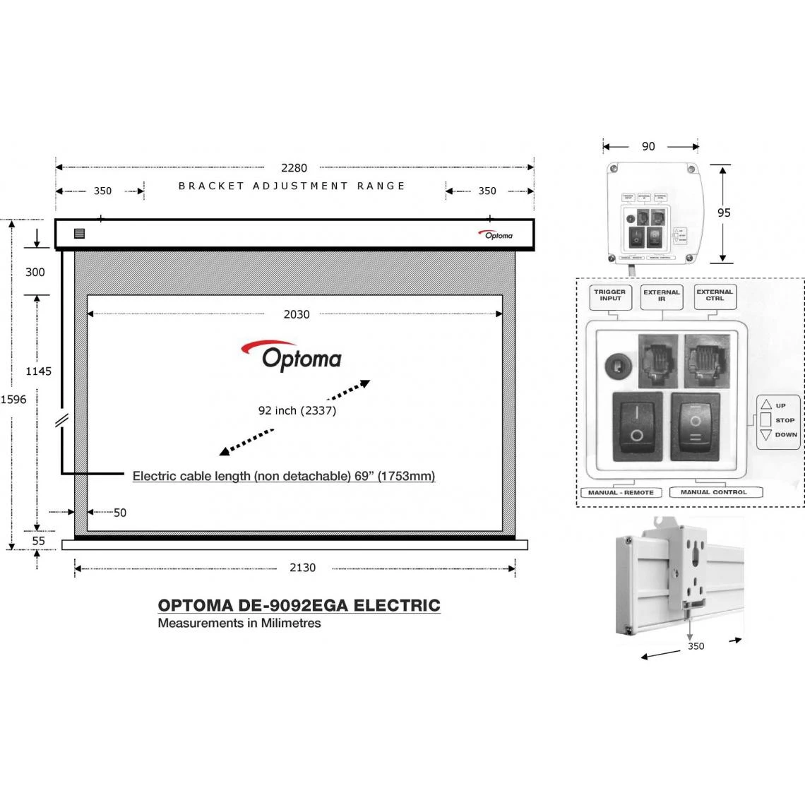 ECRAN DE VIDEOPROJECTION OPTOMA DE 9092 EGA – Image 2