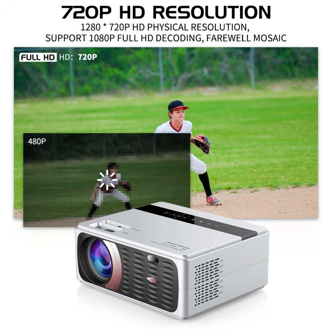 Universal Home Cinéma 720p 3500 Lumens LED 180''Projecteur HDMI Full HD 1080p 3... – Image 3