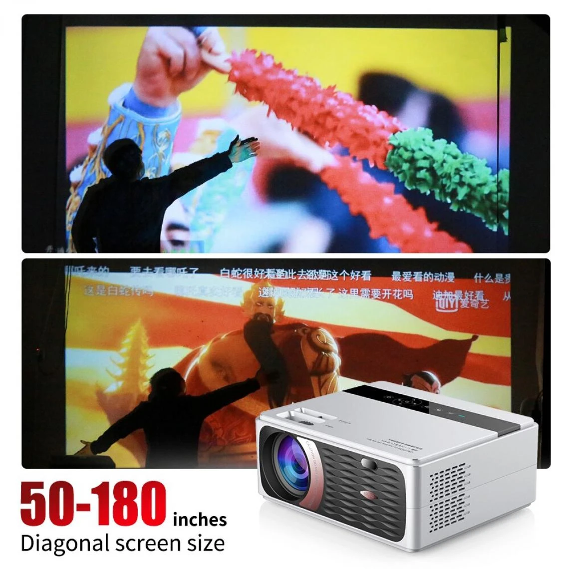 Universal Home Cinéma 720p 3500 Lumens LED 180''Projecteur HDMI Full HD 1080p 3... – Image 4