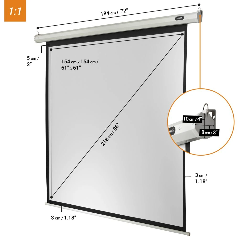 Ecran De Projection Celexon Economy Motorisé 160 X 160 Cm – Image 2
