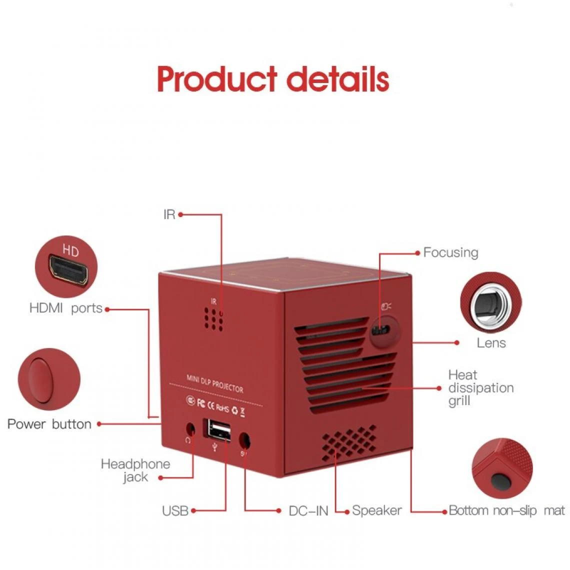 Universal Nouveau Projecteur Portable C80 Mini RK3128 Quad Core 1 Go 16 Go 2.4G ... – Image 3