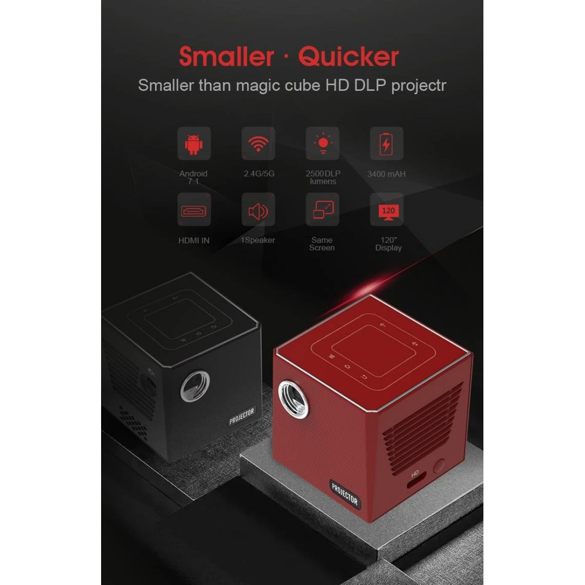 Universal Nouveau Projecteur Portable C80 Mini RK3128 Quad Core 1 Go 16 Go 2.4G ... – Image 4