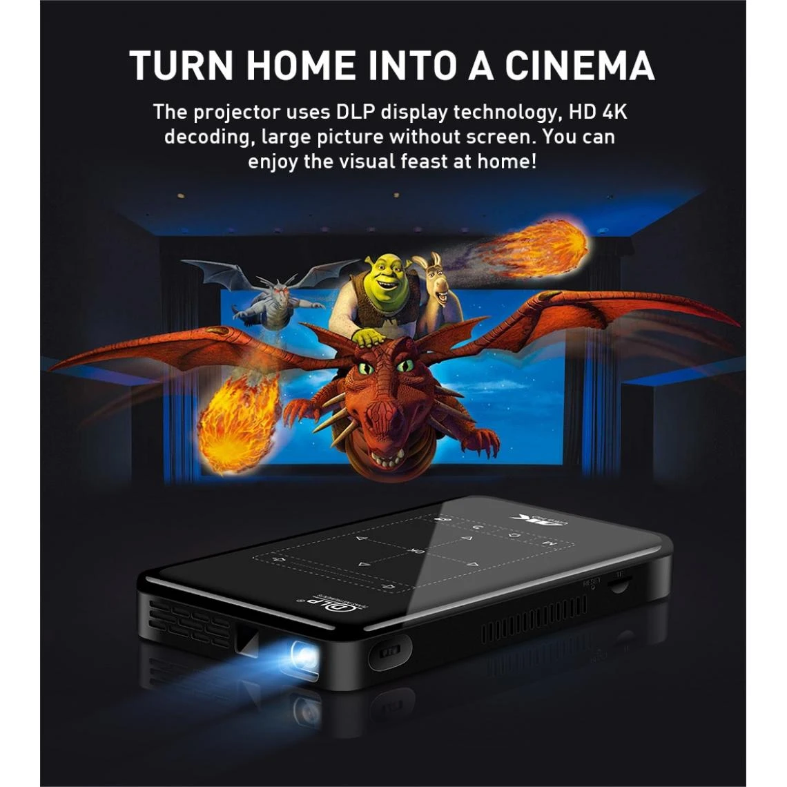 Universal P09II Portable DLP Mini Projector 9.02.4G 5G WiFi Bluetooth Projector ... – Image 5