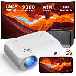 SANS MARQUE Yoton Native 1080P Vidéoprojecteur Y7, 9000Lum Projecteur Portable 5G...